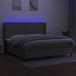 Letto a Molle Materasso e LED tortora 200x200cm in Tessuto