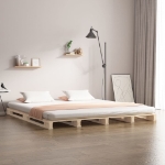 Letto a Pallet 150x200 cm Legno Massello di Pino 5FT King Size