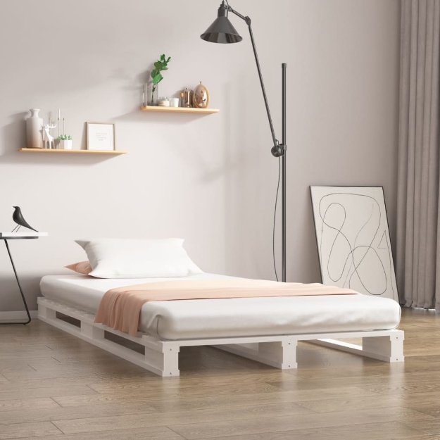 Letto a Pallet Bianco 75x190 cm Small Single Legno di Pino