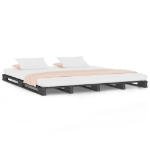 Letto a Pallet Grigio 135x190 cm Double Legno Massello di Pino