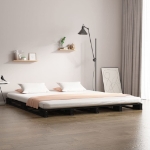 Letto a Pallet Nero 120x200 cm in Legno Massello di Pino