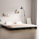 Letto a Pallet Nero 135x190 cm Double Legno Massello di Pino