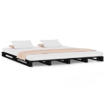 Letto a Pallet Nero 135x190 cm Double Legno Massello di Pino