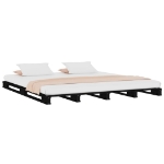 Letto a Pallet Nero 135x190 cm Double Legno Massello di Pino