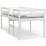 Letto a Soppalco Bianco 75x190 cm in Legno Massello di Pino