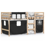 Letto a Soppalco con Tende Bambini Bianco e Nero 80x200 cm Pino