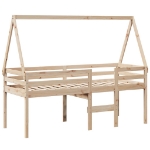 Letto a Soppalco con Tetto 75x190 cm in Legno Massello di Pino