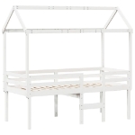 Letto a Soppalco con Tetto Bianco 75x190 cm in Legno di Pino