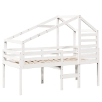 Letto a Soppalco con Tetto Bianco 80x200 cm in Legno di Pino