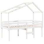 Letto a Soppalco con Tetto Bianco 80x200 cm in Legno di Pino