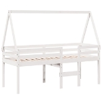 Letto a Soppalco con Tetto Bianco 80x200 cm in Legno di Pino