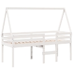 Letto a Soppalco con Tetto Bianco 90x200 cm in Legno di Pino