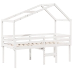 Letto a Soppalco con Tetto Bianco 90x200 cm Legno Massello Pino