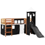 Letto a Soppalco con Torre Bambini Bianco e Nero 80x200cm Pino