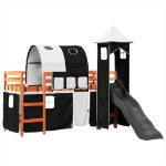 Letto a Soppalco con Torre Bambini Bianco e Nero 80x200cm Pino