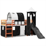 Letto a Soppalco con Torre Bambini Bianco e Nero 80x200cm Pino