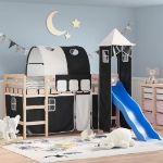 Letto a Soppalco con Torre Bambini Bianco e Nero 80x200cm Pino