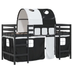 Letto a Soppalco con Tunnel Bambini Bianco e Nero 80x200cm Pino