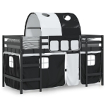 Letto a Soppalco con Tunnel Bambini Bianco e Nero 80x200cm Pino