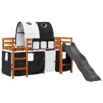 Letto a Soppalco con Tunnel Bambini Bianco e Nero 80x200cm Pino