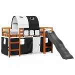 Letto a Soppalco con Tunnel Bambini Bianco e Nero 80x200cm Pino