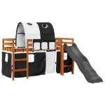 Letto a Soppalco con Tunnel Bambini Bianco e Nero 90x190cm Pino