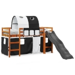 Letto a Soppalco con Tunnel Bambini Bianco e Nero 90x190cm Pino