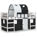 Letto a Soppalco con Tunnel Bambini Bianco e Nero 90x190cm Pino