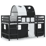 Letto a Soppalco con Tunnel Bambini Bianco e Nero 90x200cm Pino