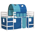 Letto a Soppalco con Tunnel Bambini Blu 80x200cm Massello Pino