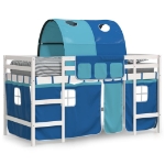 Letto a Soppalco con Tunnel Bambini Blu 80x200cm Massello Pino