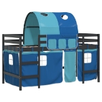 Letto a Soppalco con Tunnel Bambini Blu 90x200cm Massello Pino