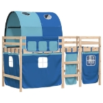 Letto a Soppalco con Tunnel Bambini Blu 90x200cm Massello Pino