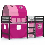 Letto a Soppalco con Tunnel Bambini Rosa 80x200cm Massello Pino