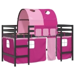 Letto a Soppalco con Tunnel Bambini Rosa 80x200cm Massello Pino