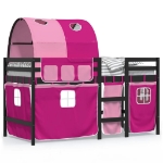 Letto a Soppalco con Tunnel Bambini Rosa 90x200cm Massello Pino