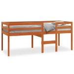 Letto a Soppalco Marrone Cera 90x190 cm Legno Massello di Pino