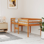 Letto a Soppalco Marrone Cera 90x200 cm Legno Massello di Pino