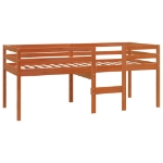 Letto a Soppalco Marrone Cera 90x200 cm Legno Massello di Pino