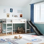 Letto a Soppalco senza Materasso Bambini Bianco 90x200cm Pino