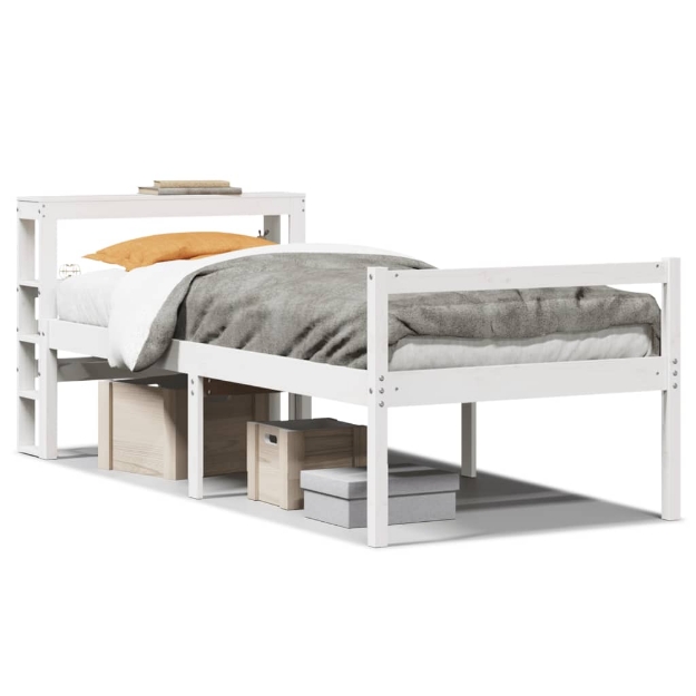 Letto Anziani con Testiera Bianco 100x200cm Legno Massello Pino