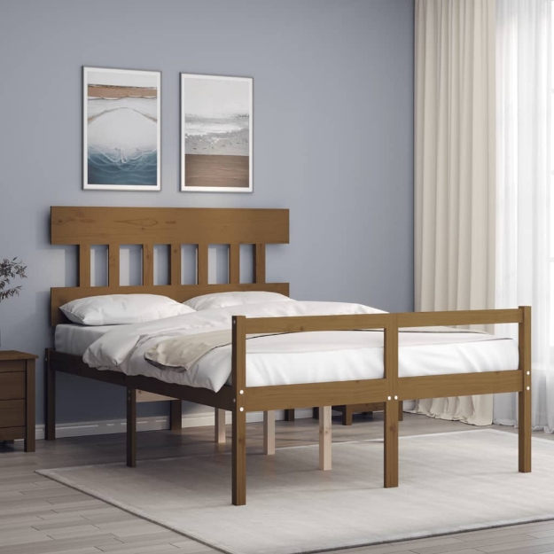 Letto Anziani senza Materasso Ambrato 140x190cm Legno Massello