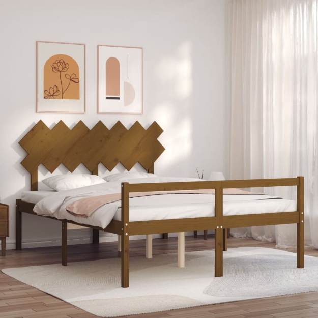 Letto Anziani senza Materasso Ambrato 140x190cm Legno Massello