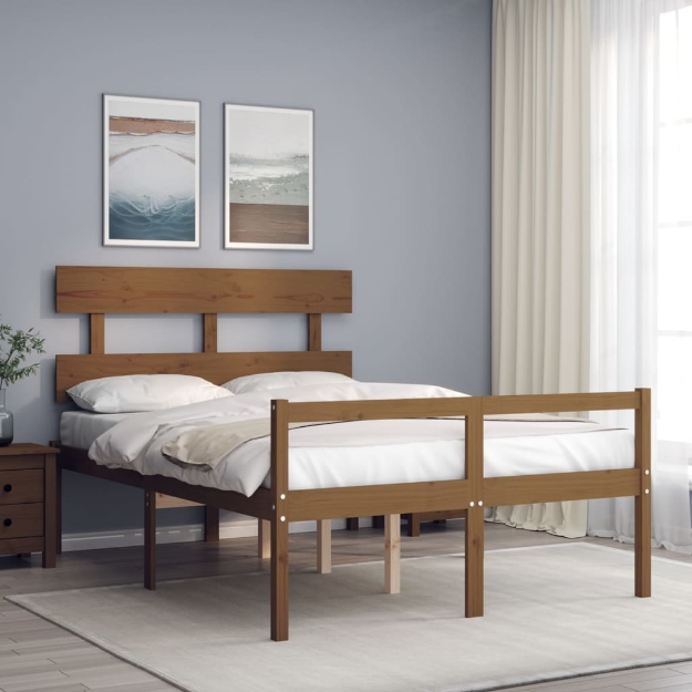 Letto Anziani senza Materasso Ambrato 140x190cm Legno Massello