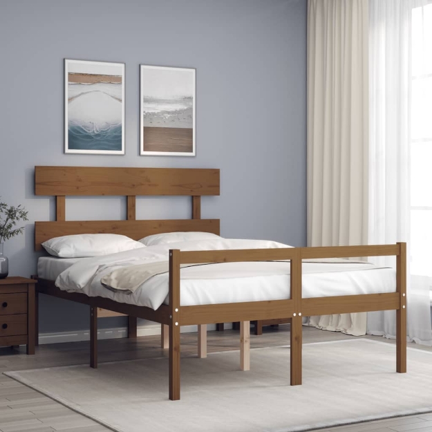 Letto Anziani senza Materasso Ambrato 140x200cm Legno Massello