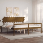 Letto Anziani senza Materasso Ambrato 200x200cm Legno Massello