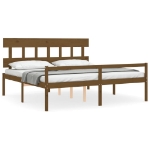 Letto Anziani senza Materasso Ambrato 200x200cm Legno Massello