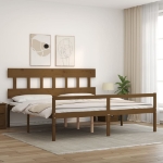 Letto Anziani senza Materasso Ambrato 200x200cm Legno Massello