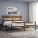 Letto Anziani senza Materasso Ambrato 200x200cm Legno Massello