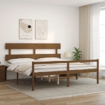 Letto Anziani senza Materasso Ambrato 200x200cm Legno Massello